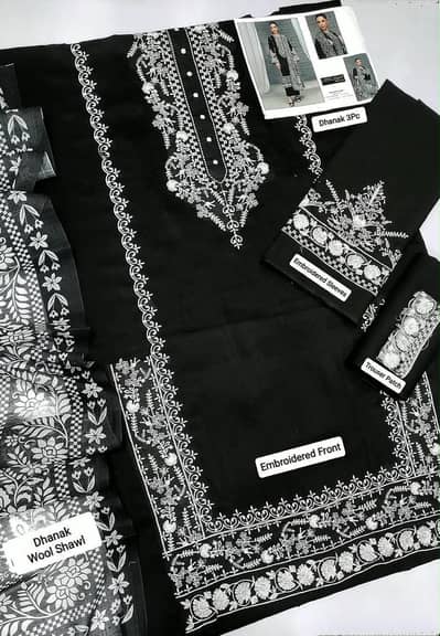 Dhanak 3PC Embroidered With Wool Shawl