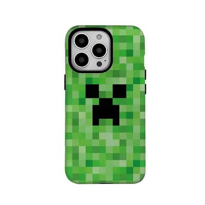 Green creeper pixel phone case for iphone 16 pro