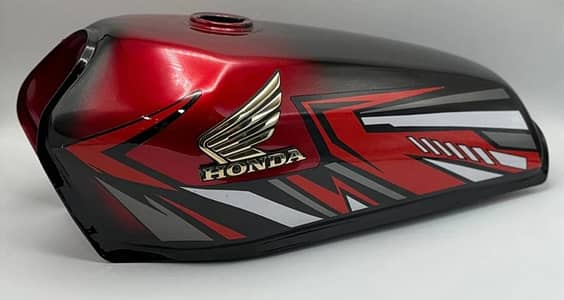 HONDA CG 125 CUSTOMIZED FUEL TANKS 2026 MODEL RED AND BLACK COMBO