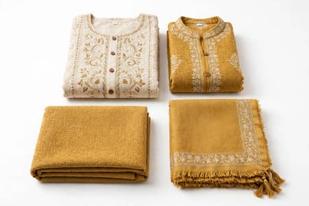 Khaddar 3 Piece Suit For Women - Mustard Design - 2550