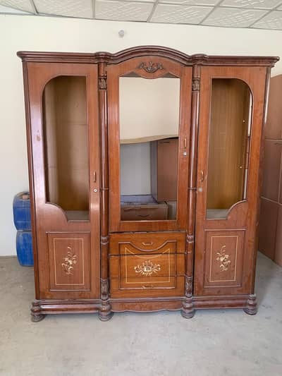 Wooden 3 Door Showcase with Mirror, Shelves aur Drawers for Sale