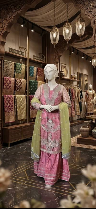 Sharara with long net shirt