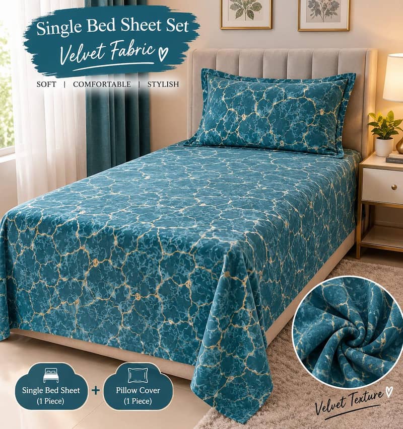 velvet single bed sheet 0