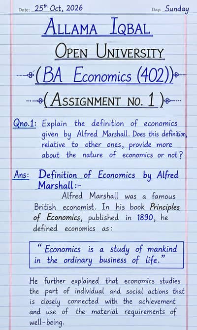 Hand writting assignments
