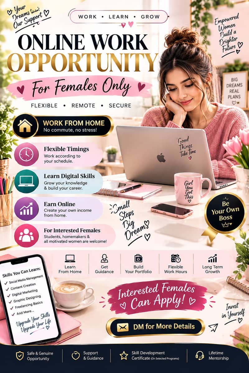 Female Online Work Opportunity | Work From Home & Learn Digital Ski ...