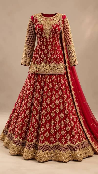 Elegant Maroon & Gold Bridal Lehenga with Matching Dupatta