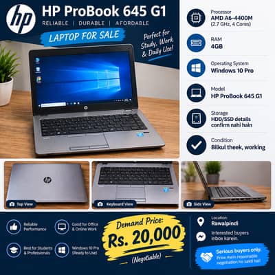HP ProBook 645 G1 Laptop – 4GB RAM