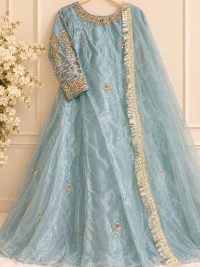 Beautiful sky blue maxi with embroidery