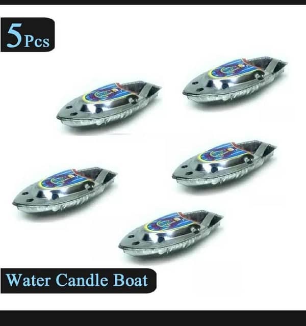 T  5 Pcs Set - Water Candle Boat Alloy Tin Metal Toy For Kids Boys and Girls - Bath Baby Toy Swimming Fun Toys - PoP PoP Sound