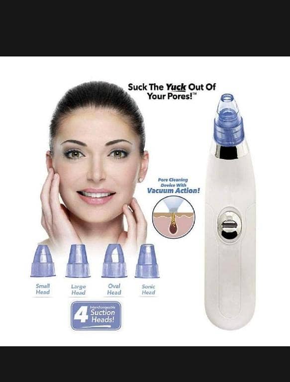 T  DermaSuction Vacuum Pore Cleaning Device With 4 Interchangeable Suction Heads