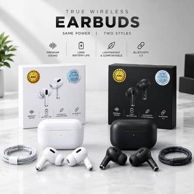 Pro 2 ANC Wireless Earbuds Bluetooth Noise Cancellation Black White