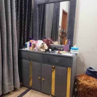 Velvet covered Bed Dressing and 1 side Table
