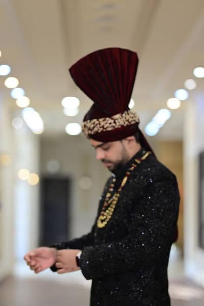 black sherwani premium hand design 5 in one food condition