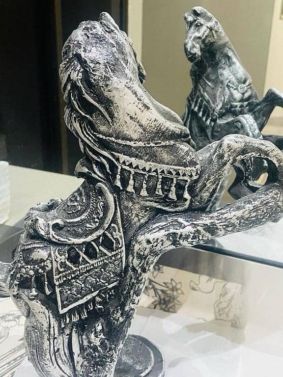 Royal Antique Silver Horse Statue | Luxury Home & Office Decoration