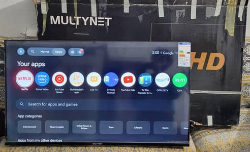 multynet 40 inch google tv with remote stand box bran new condition