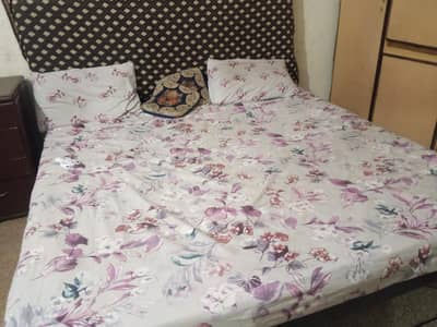 Pure Wooden bed with side tables for sale