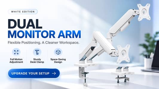 Dual Monitor Arm Stand | Black & White