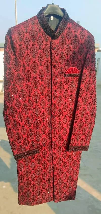 Flash Fashion Mall Groom Sherwani Maroon Color size M  1 time used