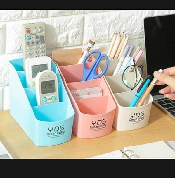 T  4 Grid Stationary Organizer Multi-Functional Desktop Plastic Pen Pencil Holder Storage Organizer