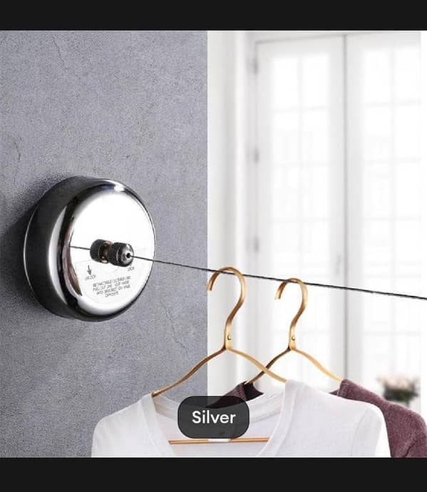 T  Wall Mounted Drying String Retractable Clothesline Heavy Duty Rope 2.7M