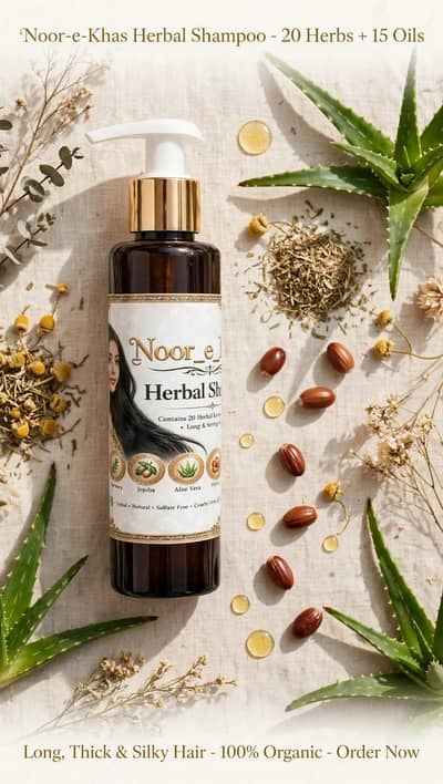Noor Herbal Shampoo-20 herba +15Oils- Hair fall control - 100%Organic