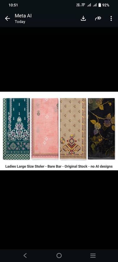 Ladies Large Bare Bar Stoler 4 Colors - Sindhi Design - 2.5 Gaz