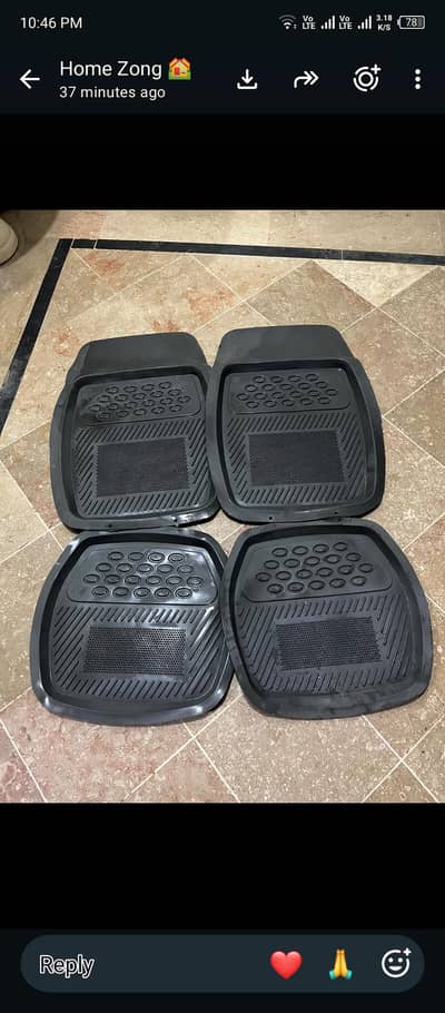 Black Rubber Car Floor Mats – 4 Pieces