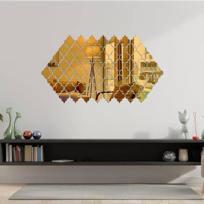 acrylic hexa,golden wall hanging