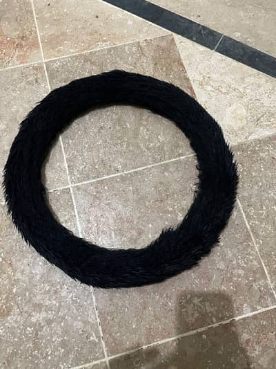 Black Fur Steering Wheel Cover for Car