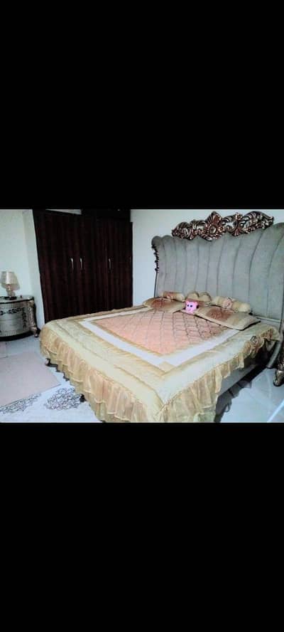 urgent sale. bed . side table. sofa 7 seater. mirror table.