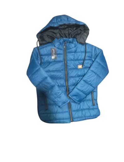 Men Blue Parachute Puffer Jacket Hooded winter warm