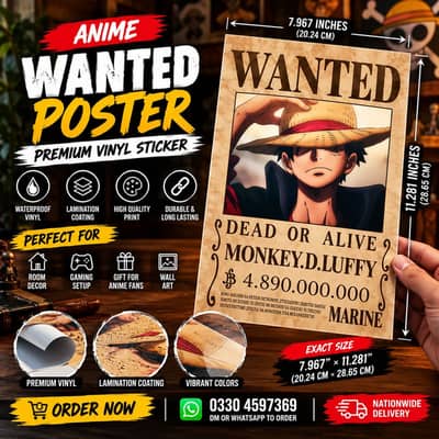 ONE PIECE WANTED POSTER — LUFFY! It’s sticker