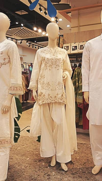 branded white shalwar kameez