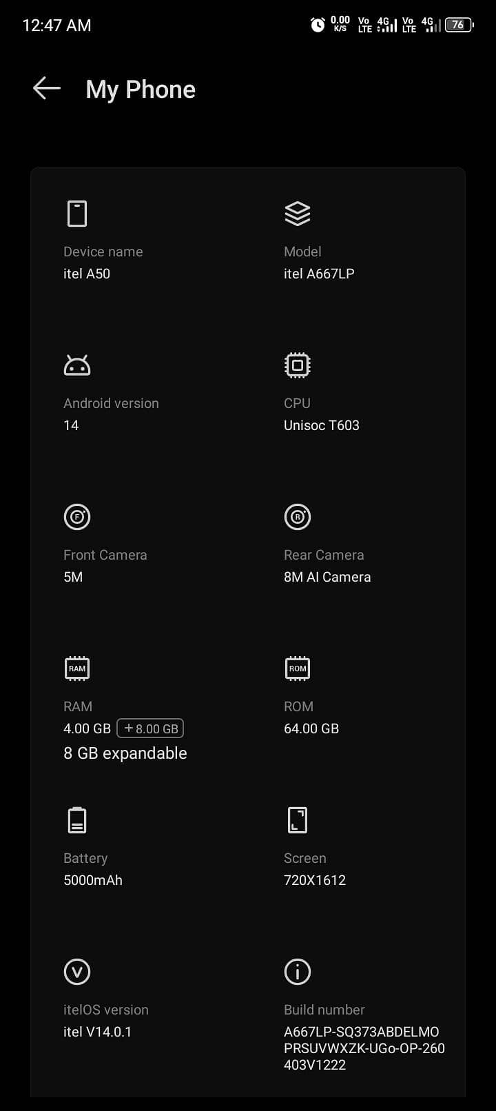 Itel A50 8