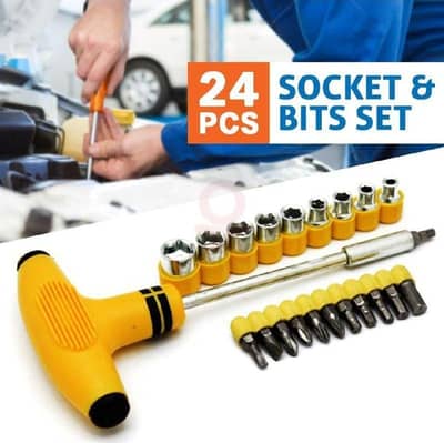 24 Pcs Socket Bits Set Yellow Tool Kit