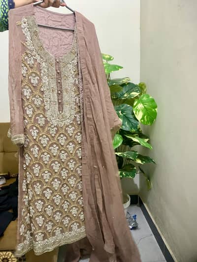 Small size Heavily embroidered shirt and trousers plus dupatta