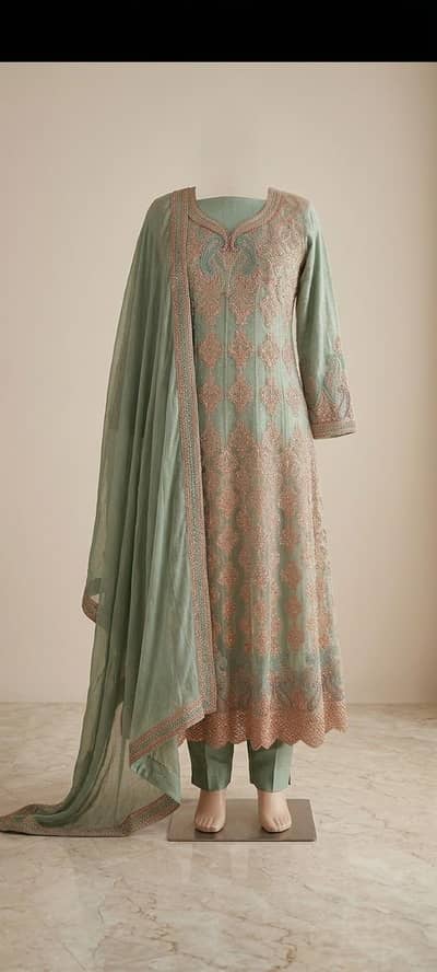 Elegant Designer Formal Suit | Heavy Embroidery & Zardozi Work
