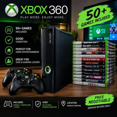 Xbox 360 Used – 50+ Games Included | Good Condition