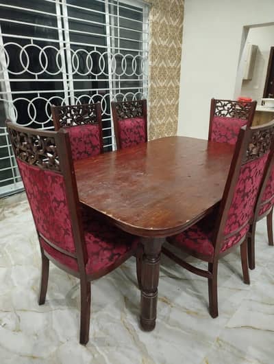 6 seater wooden dining table