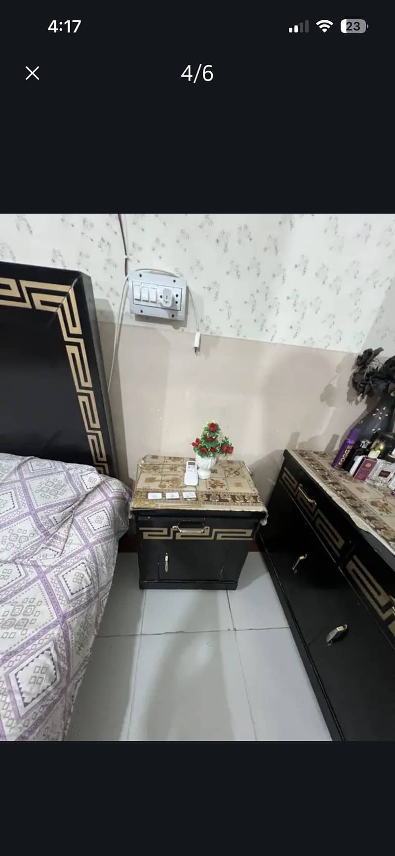 Bed set ,with 1  bed 2side tables one dressing 3