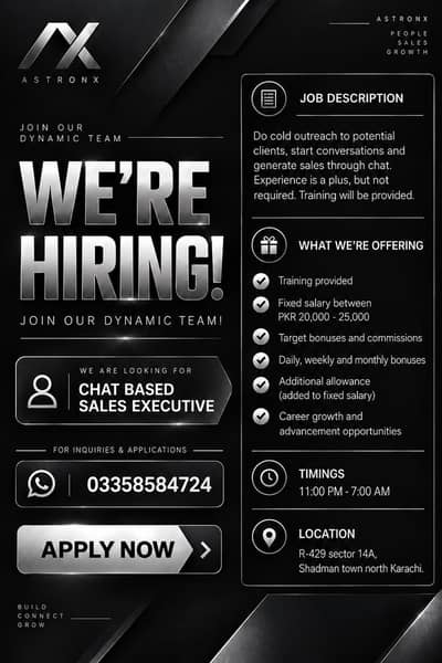 We Are Hiring Chat Based Sales Executive (BOYS ONLY)