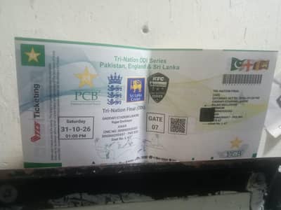 PCB ODI TRI NATION SERIES FINAL TICKETS AVAILABLE