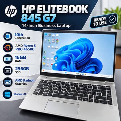 HP EliteBook 845/G7 Ryzen 5 PRO | 16GB RAM | 256GB SSD | Pro Laptop