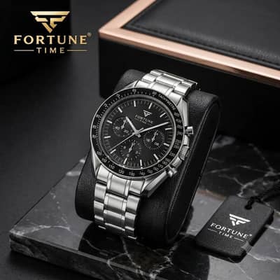Fortune Time luxury chronograph watch ⌚black gold edition full gold ed