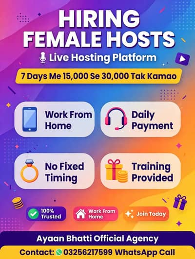 Female Hosts Required - Live Hosting App - 15k to 30k Weekly
