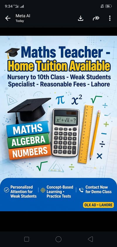 Online Maths Tutor (Class 1-10) Female Teacher