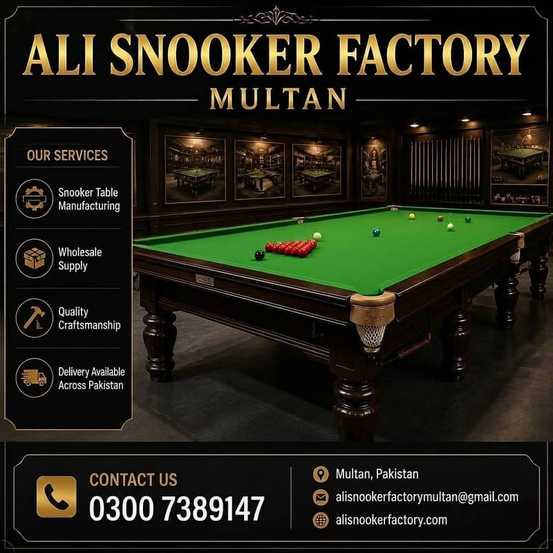 Custom Snooker Table Manufacturer | All Punjab Delivery - Billiards ...