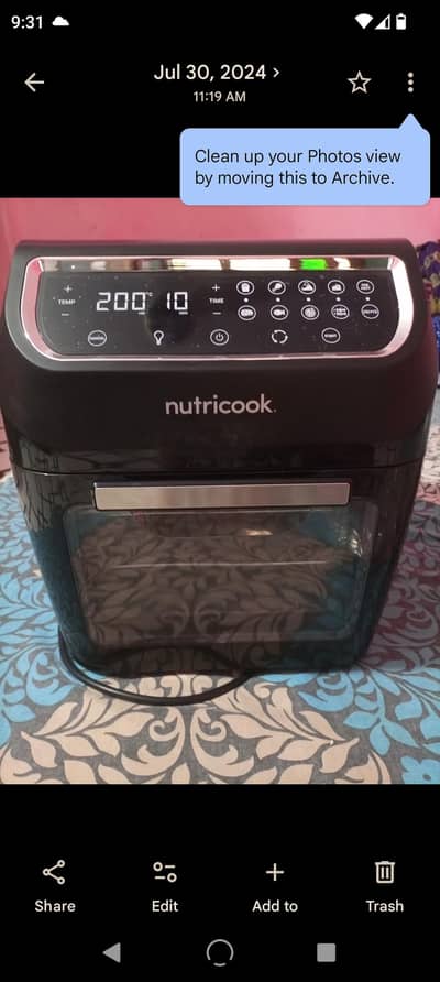 nutricook Airfryer oven digital touch control -complete accessories
