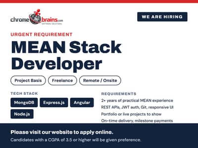 MEAN Stack Developer Required – Project Basis