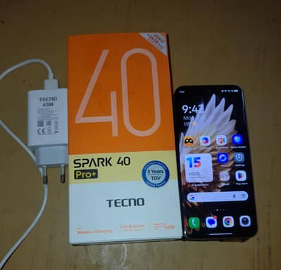 Tecno Spark 40 Pro Plus 8/256 GB With Original Box 45 Watt Charger